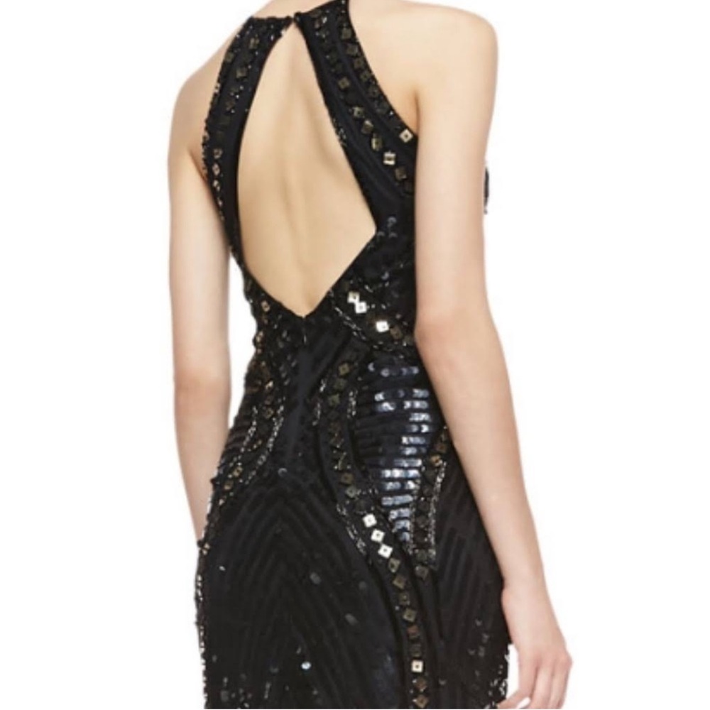 Revolve Parker Jaden Beaded Sequin Open Back Little Black Cocktail Dress - Picture 3 of 17